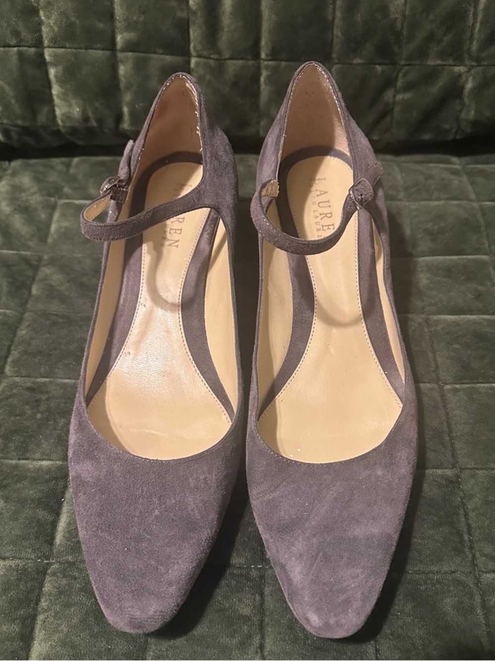 Lauren Ralph Lauren Taupe Suede Mary Jane Heels